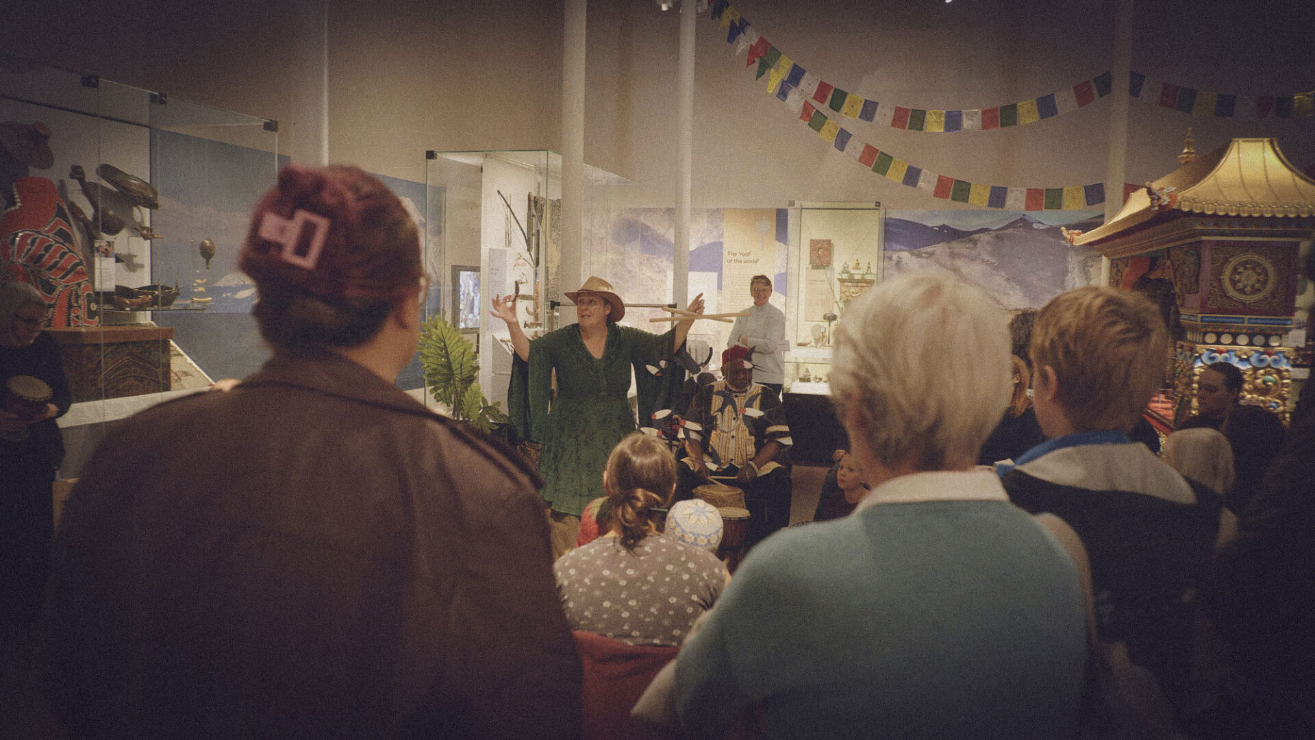 Cara Silversmith delivering a vibrant storytelling performance in the National Museum of Scotland