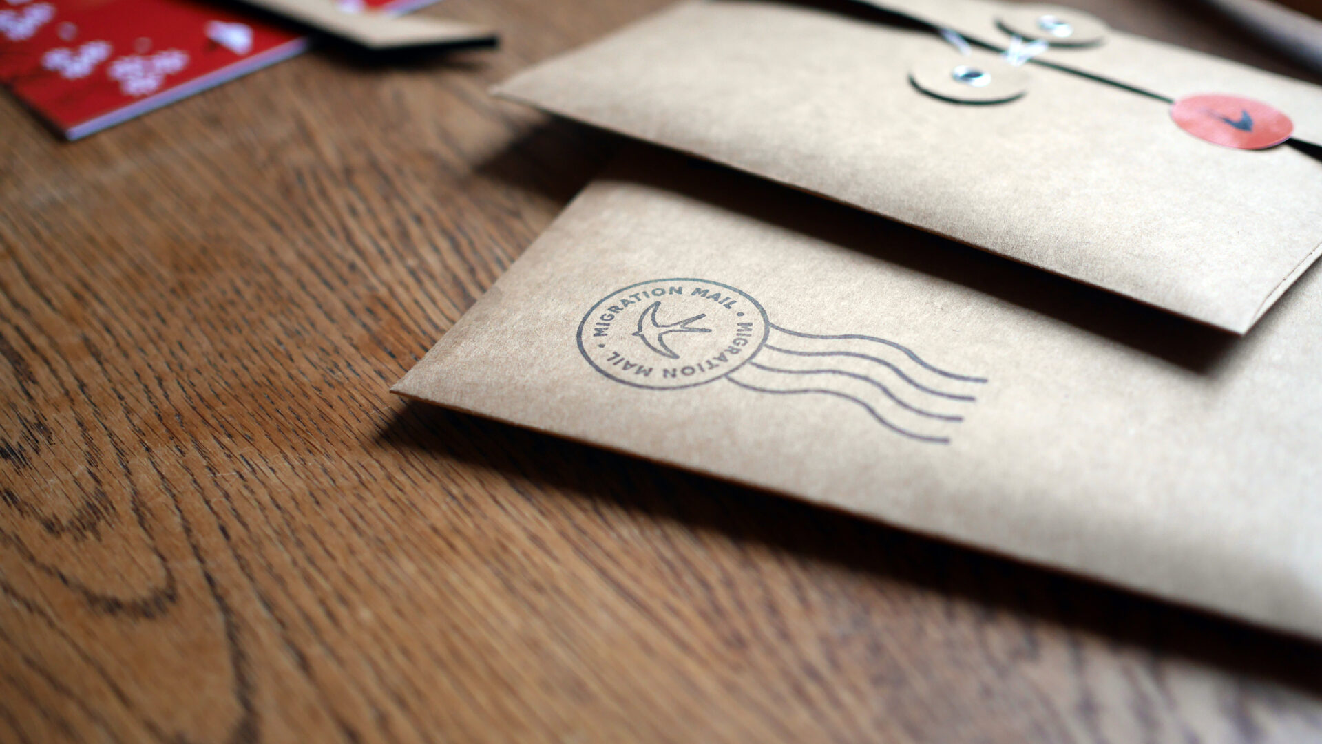 Close up of a rubber stamp on a brown envelope