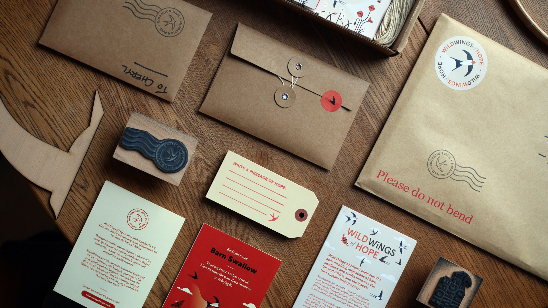 Traditional letters, stamps and stationary laid out across a table